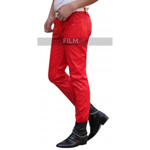 2015 Fashion Sweatpants Men Hip Hop Red Leather Pants